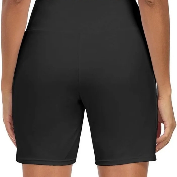 Ocean Blues Women's High Waisted Swimming Shorts with Pockets - Picture 2 of 4